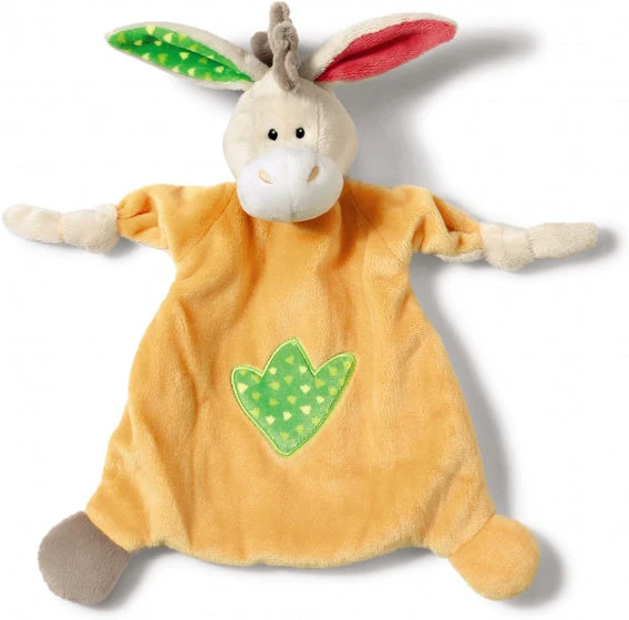 Nici Knuffeldoekje Donkey 25 X 25 Cm Pluche Wit/oranje