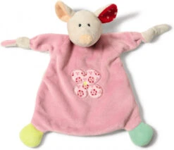 Nici Knuffeldoekje Mouse 25 X 25 Cm Pluche Wit/roze