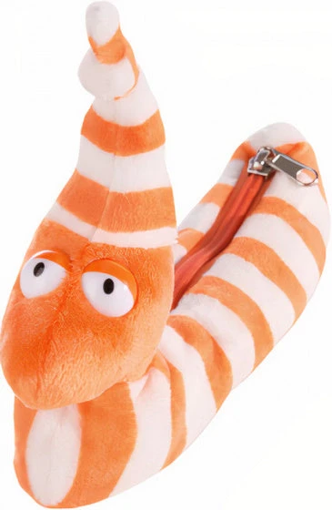 Nici Pennenetui Worm Erwin Junior 26 X 15,5 Cm Pluche Oranje